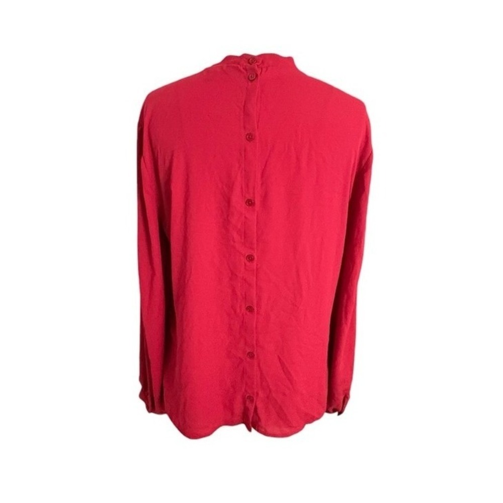 Express Lightweight Sheer Red Women's Top Med Work Business Casual Button Back - Picture 2 of 8